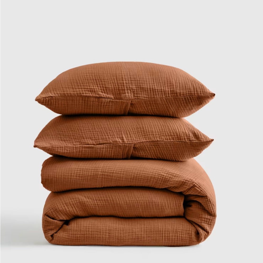Quince Rust Cotton Gauze Duvet Cover and Pillowcases